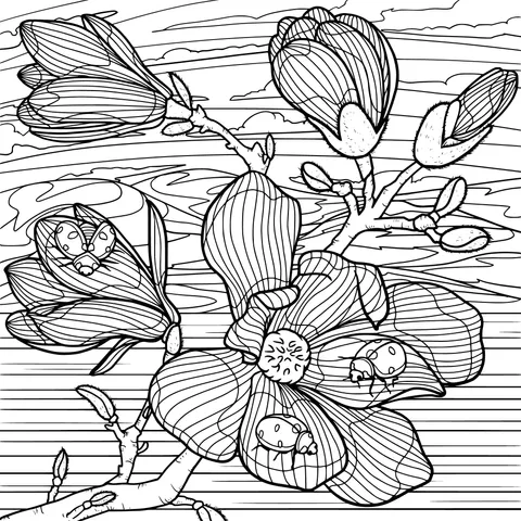 Magnolias and Ladybugs