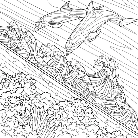 Dolphins Leaping out of the Sea