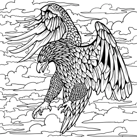 Eagle Soaring Among Colorful Clouds