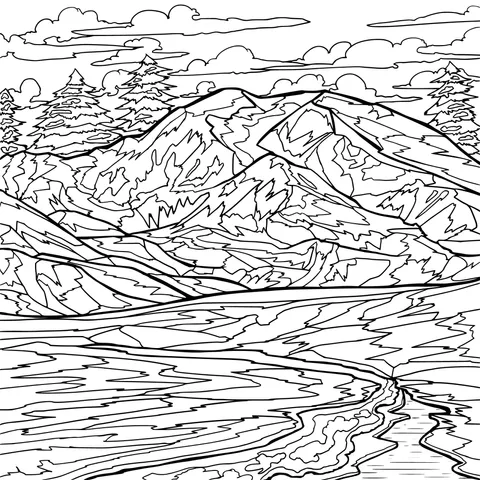 Mountain and River Landscape