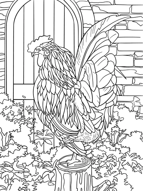 Rooster Standing on a Stump