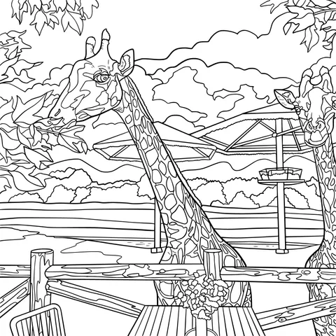 Giraffes by the Fence