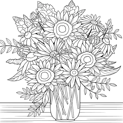 Colorful Flowers in a Vase