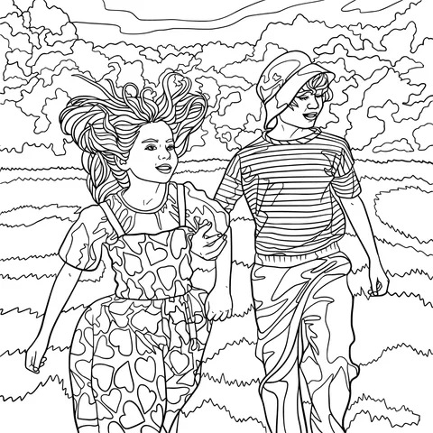 Young people walking in the field