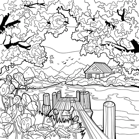 Beautiful Autumn Lakeside Scenery
