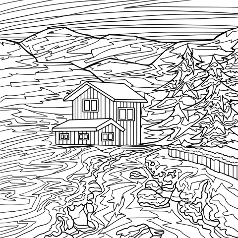 Winter Lakeside Cabin