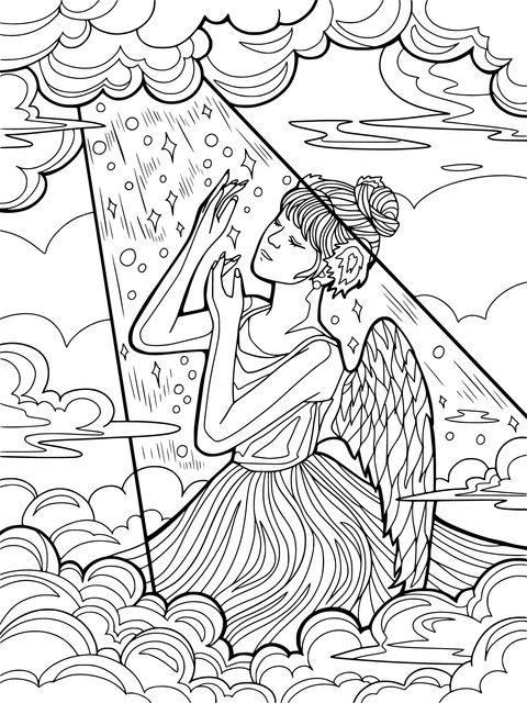 Dreamy Angel in the Clouds