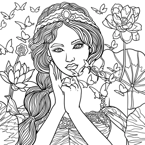 Butterfly - girl among Flowers