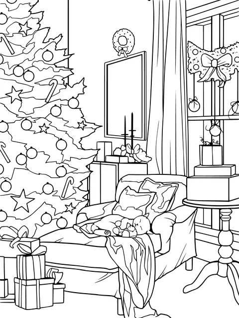 A beautifully - decorated Christmas living room