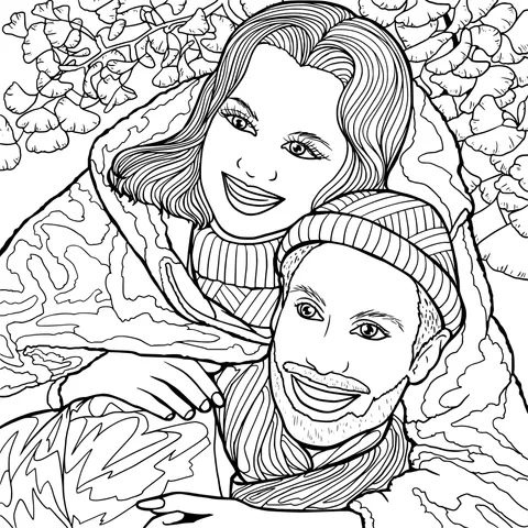 Couple Snuggling in Autumn
