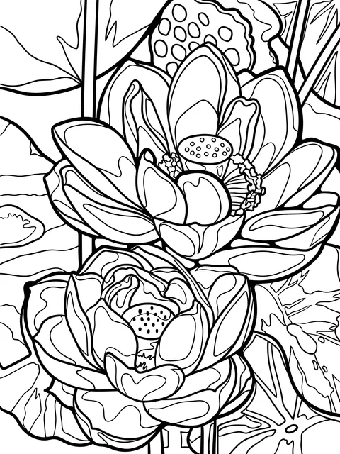 Two blooming lotus flowers