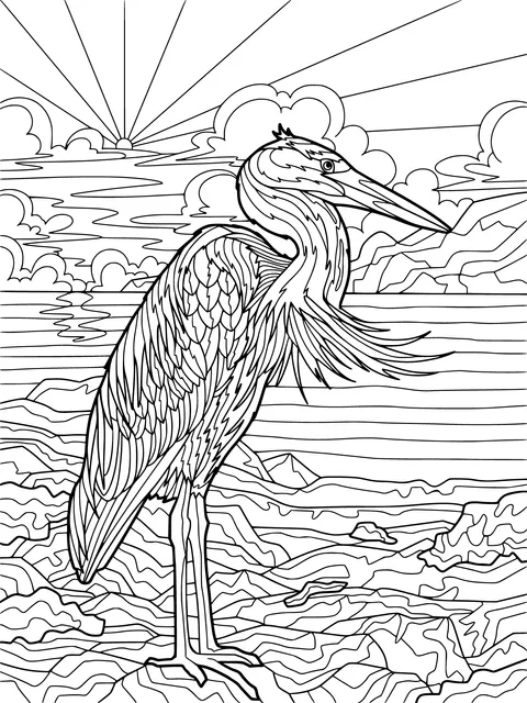 Heron in the Sunset