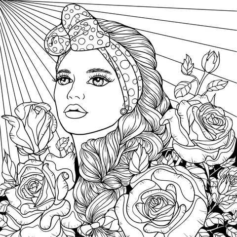 Blue - Haired Girl with Roses