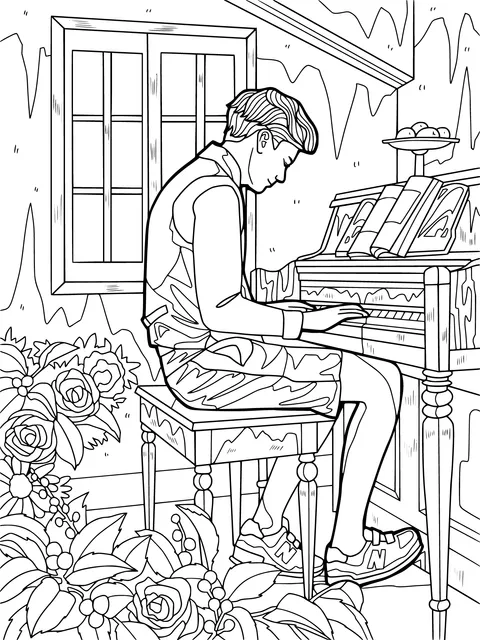 A Teenager Playing the Piano