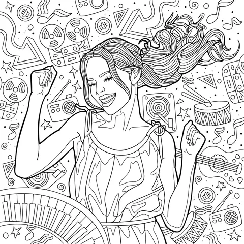 Woman Immersed in Music