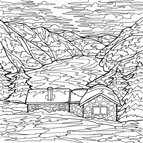 Cottage by the Mountain Lake