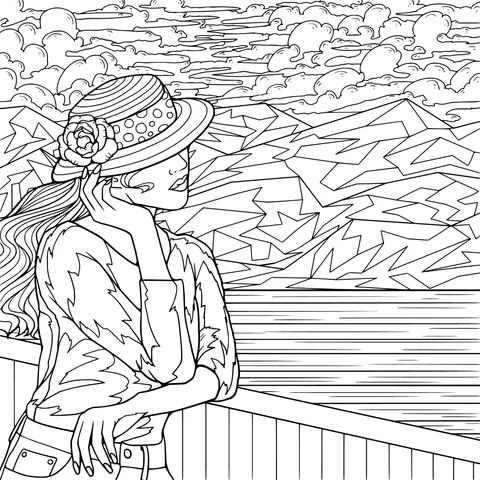Woman enjoying the scenery by the lake