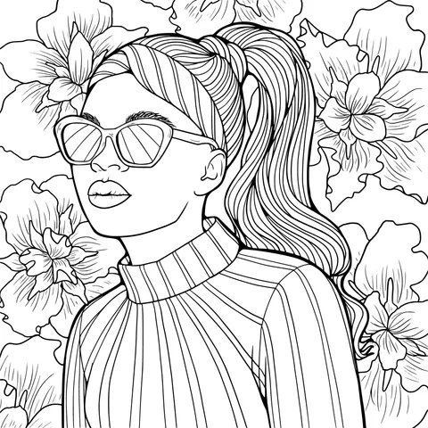 A stylish woman with sunglasses and a ponytail