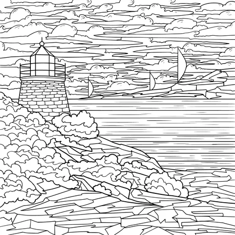Scenery of a Lighthouse by the Sea