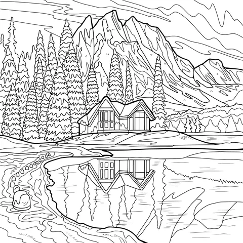 Cabin by the Mountain Lake