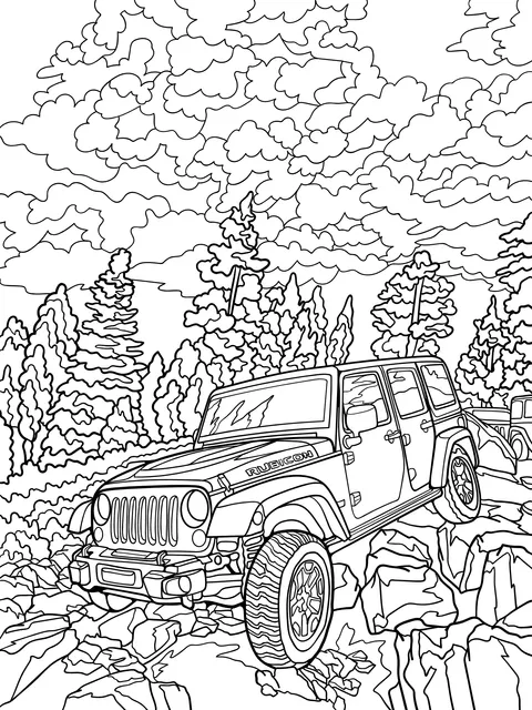 Jeep para trilhas nas montanhas e florestas