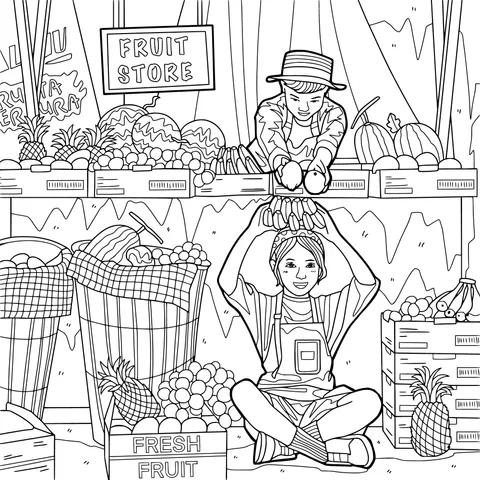 Scene in a Fruit Store