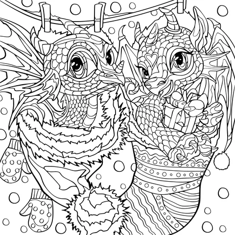 Twin Dragons in Christmas Stockings