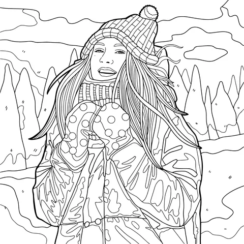 Smiling Woman in Winter