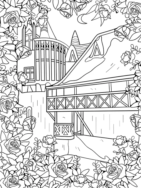 A Dreamy Castle Surrounded by Roses