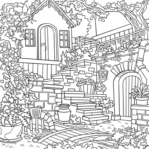 Fairy - tale style courtyard scenery
