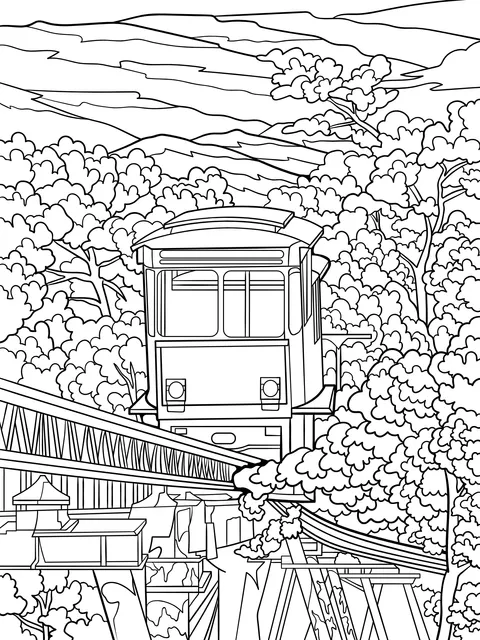Train traveling through cherry blossoms