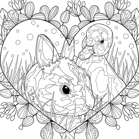 The Warm Companionship of a Rabbit and a Duckling