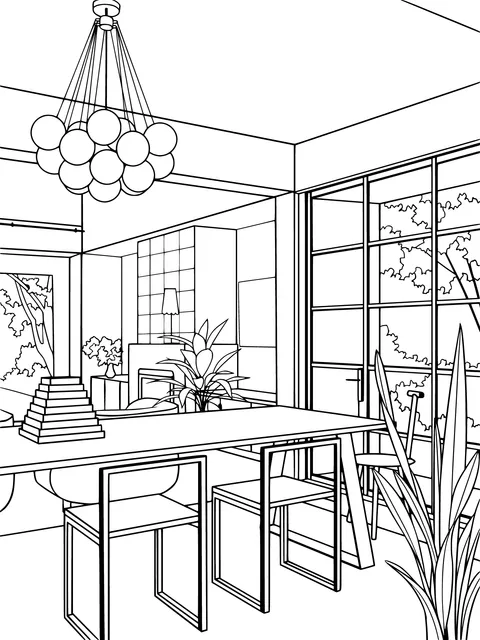 Modern - style indoor dining area