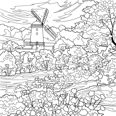 Beautiful Scenery of a Windmill in the Countryside