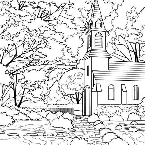 Church in a Colorful Forest