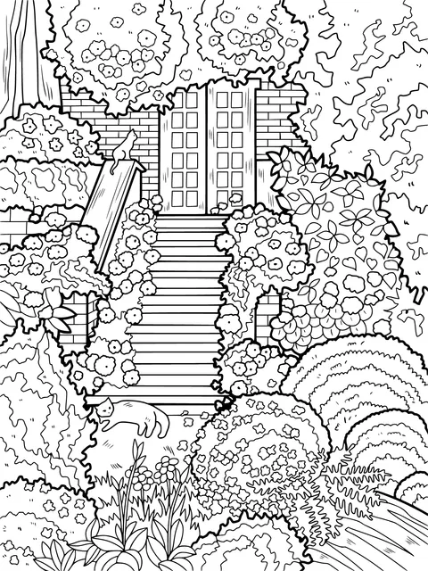 Garden Path Surrounded by Blooming Flowers