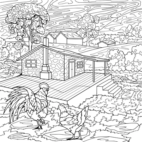 Rural Cottage and Chickens