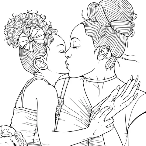 Kiss between Mother and Daughter