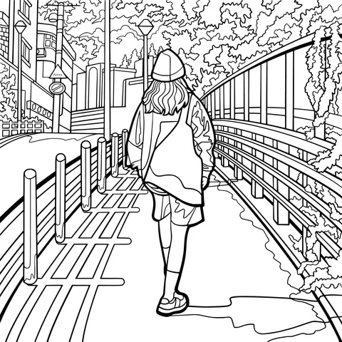 Girl walking on a path