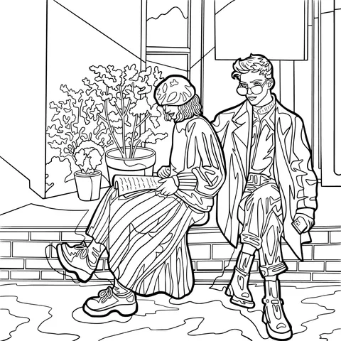 Two People on the Steps