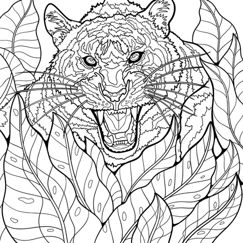 Roaring Tiger in the Jungle