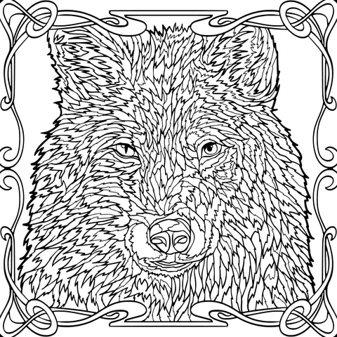 Two - colored Wolf Head Illustration