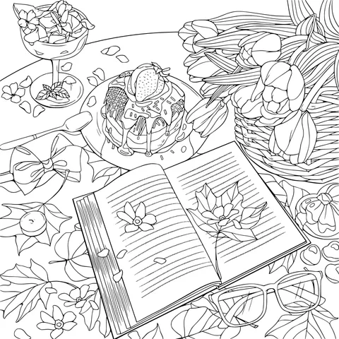 Flowers, Desserts and Reading Time
