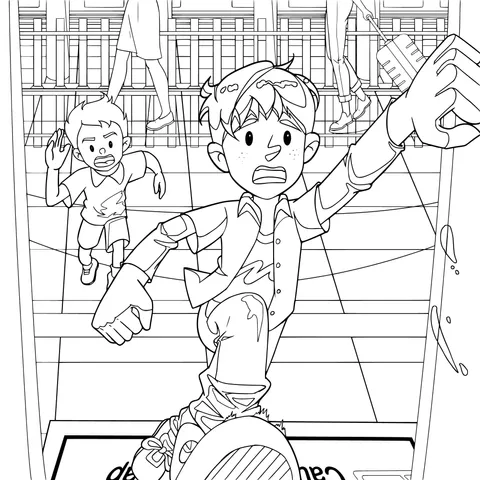Boy straining to grasp the door
