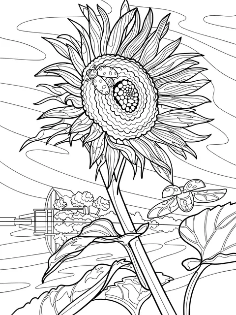Sunflower and Ladybugs