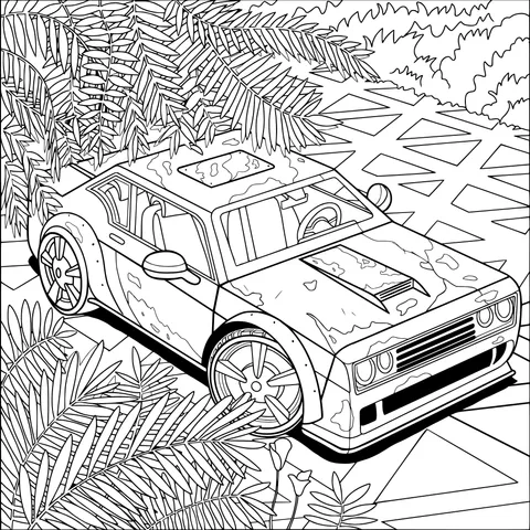 Orange Sports Car in the Jungle