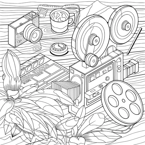 Vintage Film Equipment and Green Plants