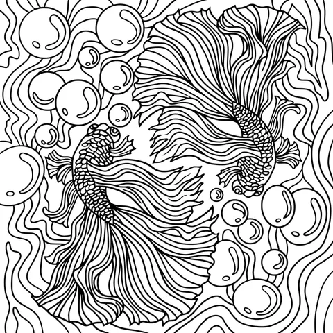 Colorful Siamese Fighting Fish Illustration