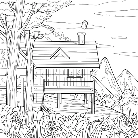 Log cabin in the mountains and forests