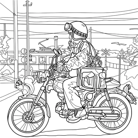 Una persona en una motocicleta con una ardilla